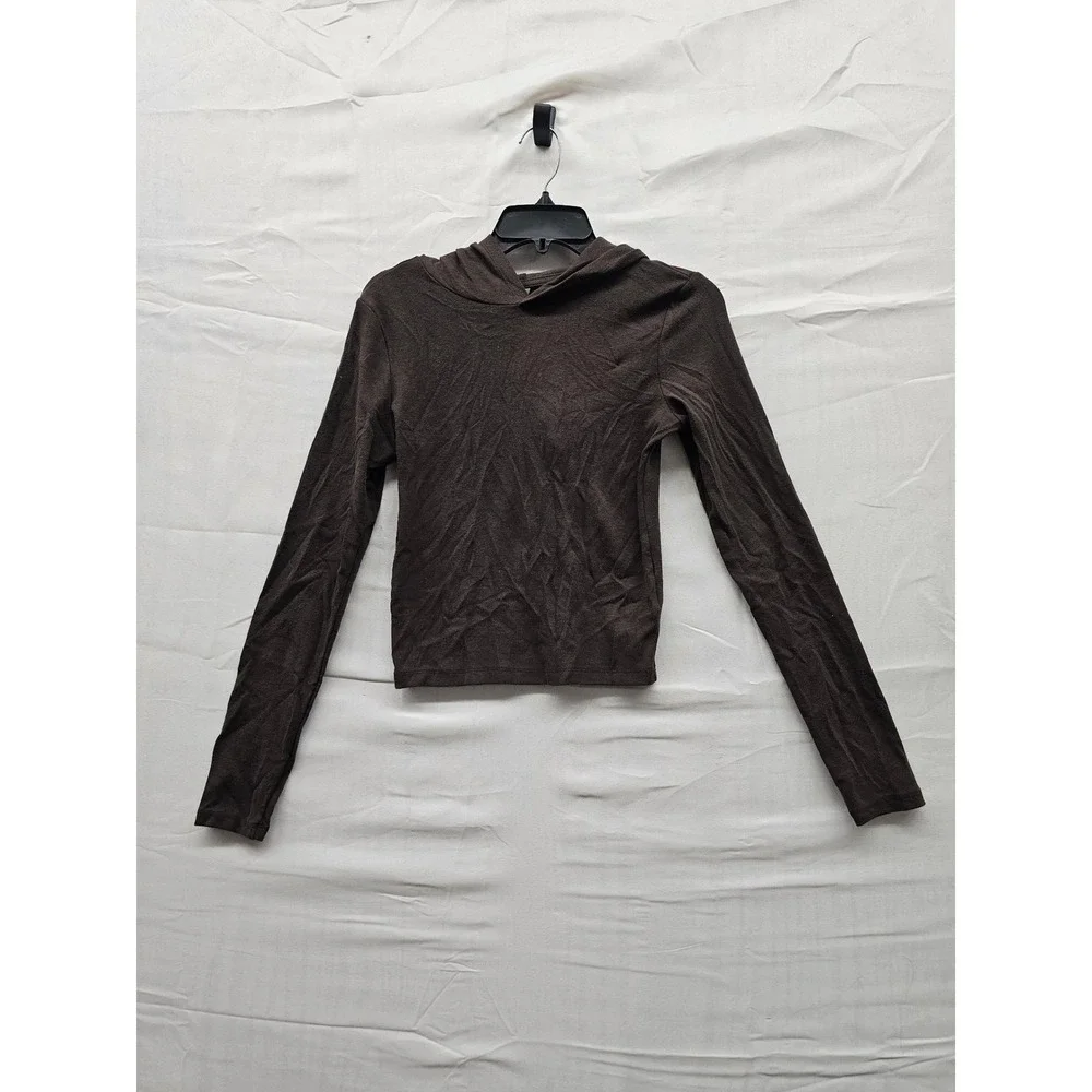 Wild Fable Brown Hooded Long Sleeve Top Small 331 11 1582 NWT - Picture 1 of 7